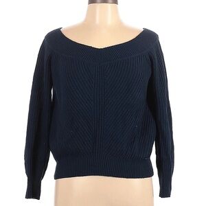 Abercrombie Navy Blue Off Shoulder Sweater